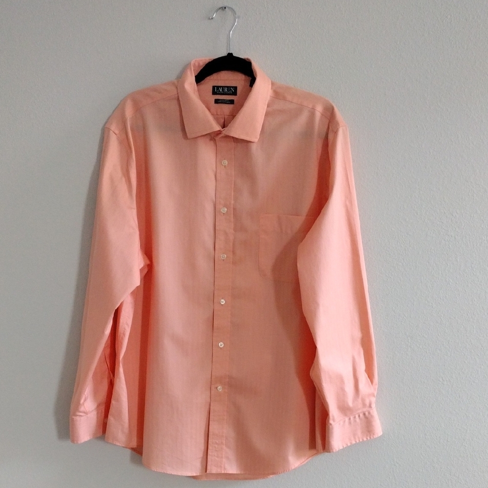 Lauren Ralph Lauren Salmon Formal Button Down Shirt. Regular Fit 18 34/35, 2XL